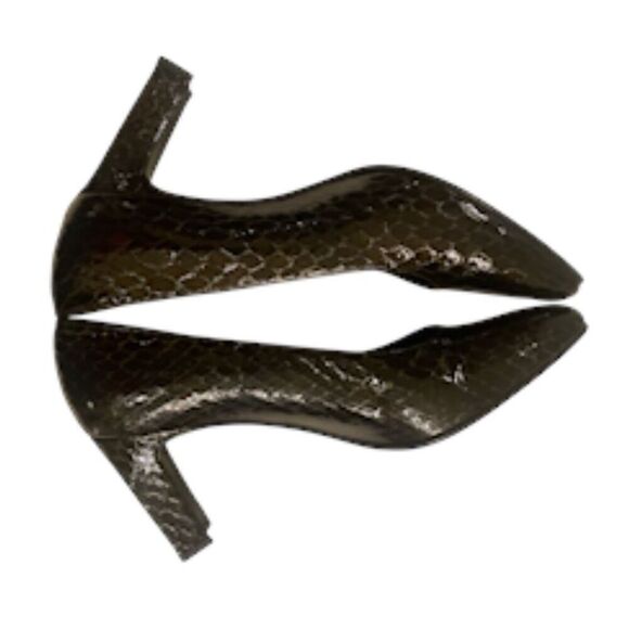 Stuart Weitzman Vintage Black Molorrus Patent Pumps Sz. 9 Snake Ptrn Box - Picture 5 of 8